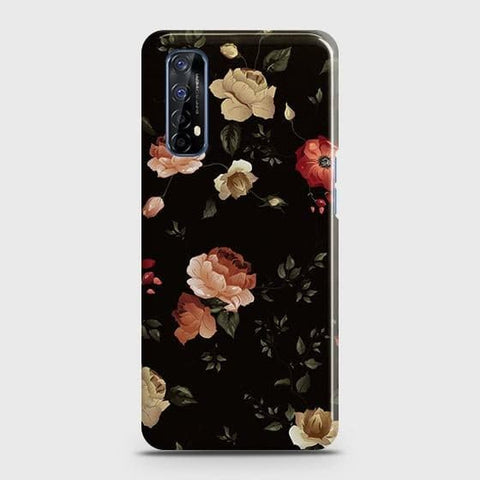 Realme 7 Cover - Matte Finish - Dark Rose Vintage Flowers Printed Hard Case with Life Time Colors Guarantee