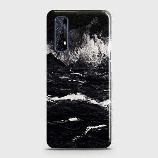 Realme 7 Cover - Black Ocean Marble Trendy Printed Hard Case with Life Time Colors Guarantee