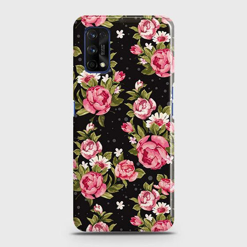 Realme 7 Pro Cover - Trendy Pink Rose Vintage Flowers Printed Hard Case with Life Time Colors Guarantee