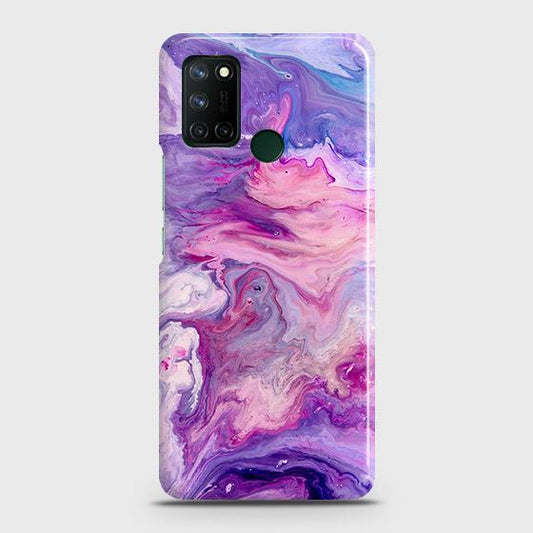 Realme 7i Cover - Chic Blue Liquid Marble Printed Hard Case with Life Time Colors Guarantee b53 b54