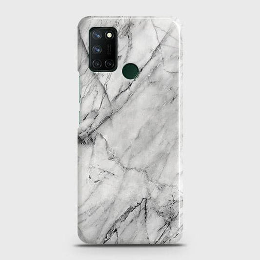 Realme 7i Cover - Matte Finish - Trendy White Marble Printed Hard Case with Life Time Colors Guarantee