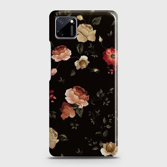 Realme C11 Cover - Matte Finish - Dark Rose Vintage Flowers Printed Hard Case with Life Time Colors Guarantee