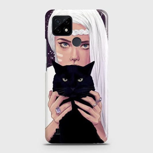 Realme C11 2021 Cover - Trendy Wild Black Cat Printed Hard Case with Life Time Colors Guarantee