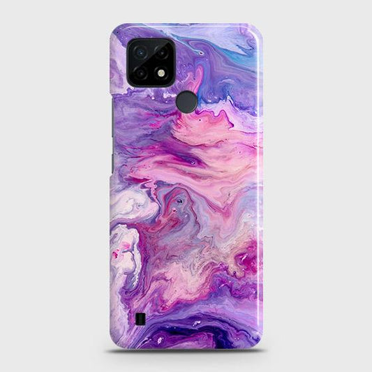 Realme C11 2021 Cover - Chic Blue Liquid Marble Printed Hard Case with Life Time Colors Guarantee