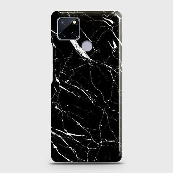 Realme C12 Cover - Trendy Black Marble Printed Hard Case with Life Time Colors Guarantee