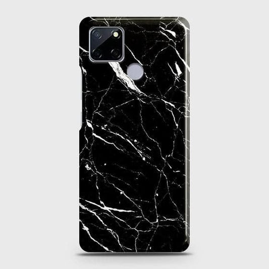 Realme C12 Cover - Trendy Black Marble Printed Hard Case with Life Time Colors Guarantee