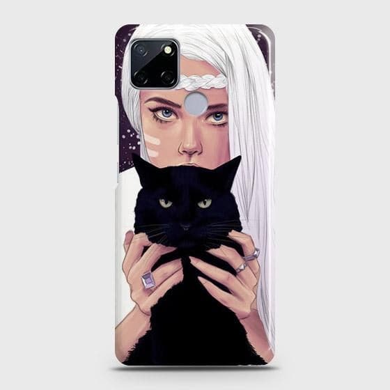 Realme C12 Cover - Trendy Wild Black Cat Printed Hard Case with Life Time Colors Guarantee