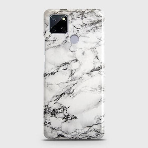 Realme C12 Cover - Matte Finish - Trendy Mysterious White Marble Printed Hard Case with Life Time Colors Guarantee