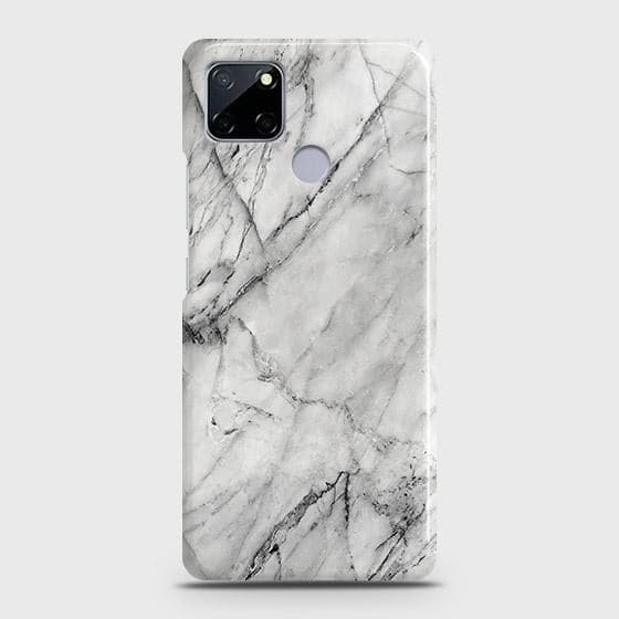 Realme C12 Cover - Matte Finish - Trendy White Floor Marble Printed Hard Case with Life Time Colors Guarantee - D2