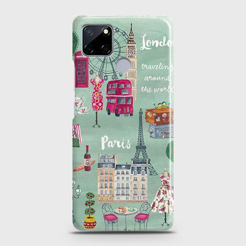 Realme C12 Cover - Matte Finish - London, Paris, New York ModernPrinted Hard Case with Life Time Colors Guarantee