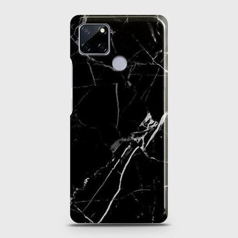Realme C12 Cover - Black Modern Classic Marble Printed Hard Case with Life Time Colors Guarantee