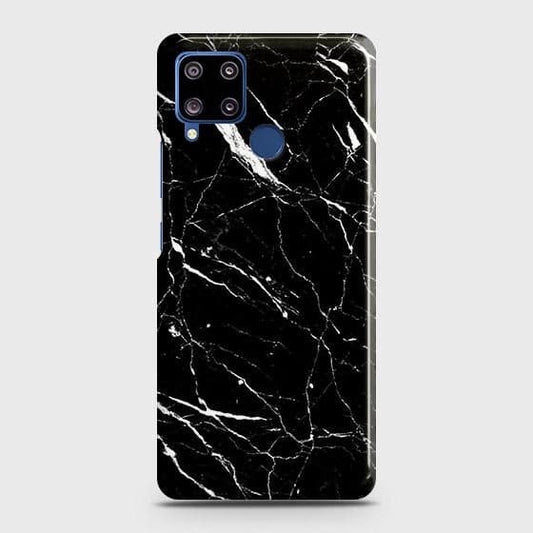 Realme C15 Cover - Trendy Black Marble Printed Hard Case with Life Time Colors Guarantee