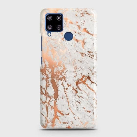Realme C15 Cover - In Chic Rose Gold Chrome Style Printed Hard Case with Life Time Colors Guarantee