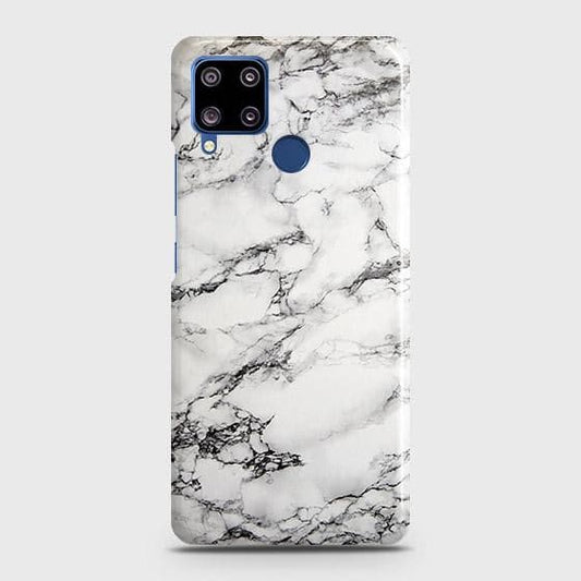Realme C15 Cover - Matte Finish - Trendy Mysterious White Marble Printed Hard Case with Life Time Colors Guarantee