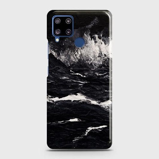 Realme C15 Cover - Black Ocean Marble Trendy Printed Hard Case with Life Time Colors Guarantee