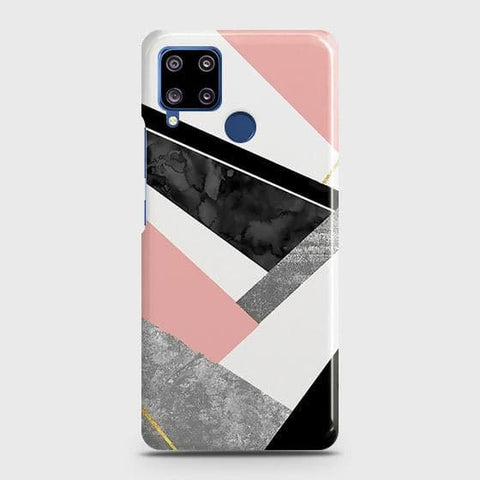 Realme C15 Cover - Matte Finish - Geometric Luxe Marble Trendy Printed Hard Case with Life Time Colors Guarantee