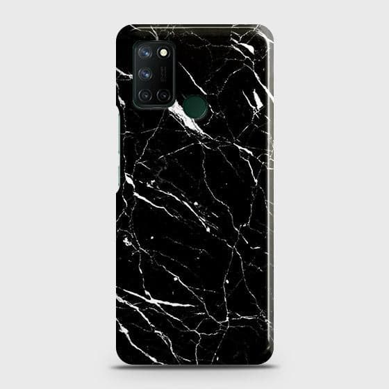Realme C17 Cover - Trendy Black Marble Printed Hard Case with Life Time Colors Guarantee