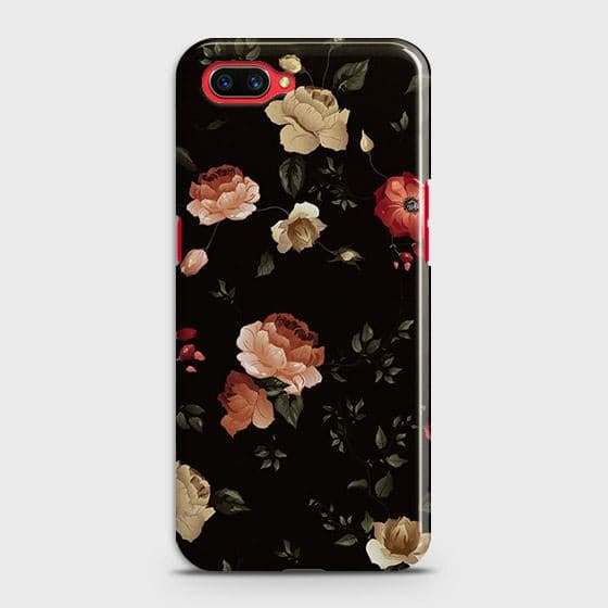 Realme C1 Cover - Matte Finish - Dark Rose Vintage Flowers Printed Hard Case with Life Time Colors Guarantee