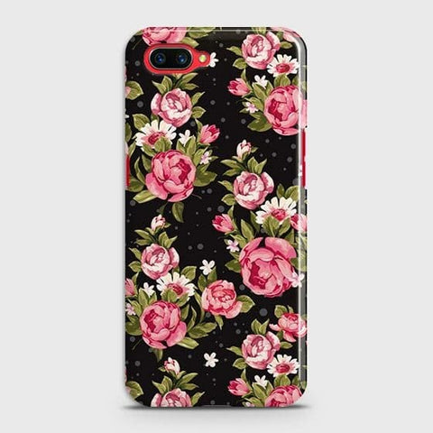 Realme C1 Cover - Trendy Pink Rose Vintage Flowers Printed Hard Case with Life Time Colors Guarantee