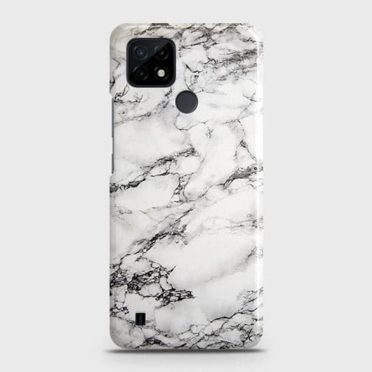 Realme C21 Cover - Matte Finish - Trendy Mysterious White Marble Printed Hard Case with Life Time Colors Guarantee