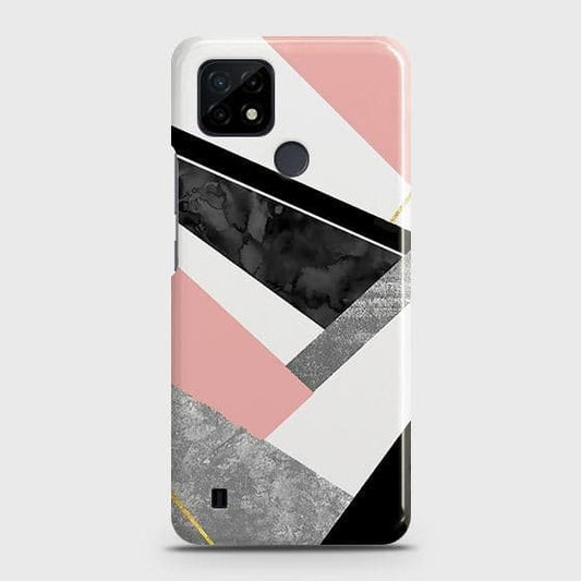 Realme C21 Cover - Matte Finish - Geometric Luxe Marble Trendy Printed Hard Case with Life Time Colors Guarantee