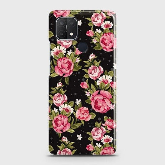 Realme C25 Cover - Trendy Pink Rose Vintage Flowers Printed Hard Case with Life Time Colors Guarantee