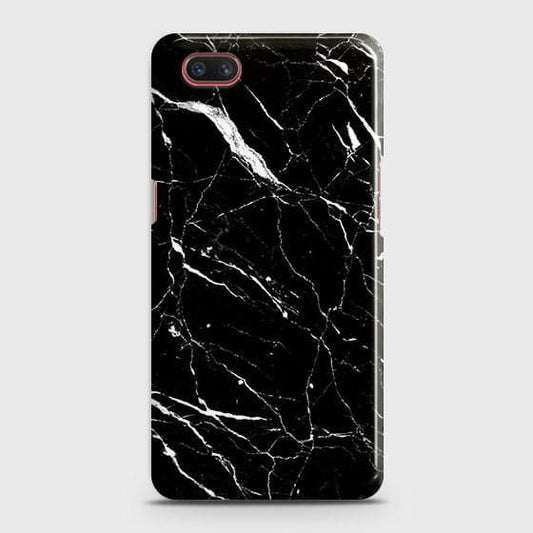 Realme C2 with out flash light hole Cover - Trendy Black Marble Printed Hard Case with Life Time Colors Guarantee