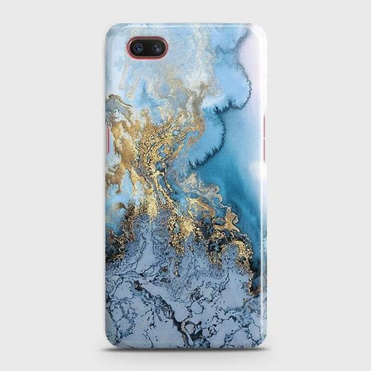 Samsung Galaxy A2 Core Cover - Trendy Golden & Blue Ocean Marble Printed Hard Case with Life Time Colors Guarantee