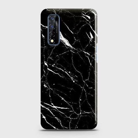 Realme Narzo 30 Cover - Trendy Black Marble Printed Hard Case with Life Time Colors Guarantee