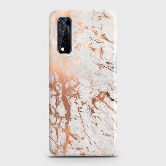 Realme Narzo 30 Cover - In Chic Rose Gold Chrome Style Printed Hard Case with Life Time Colors Guarantee