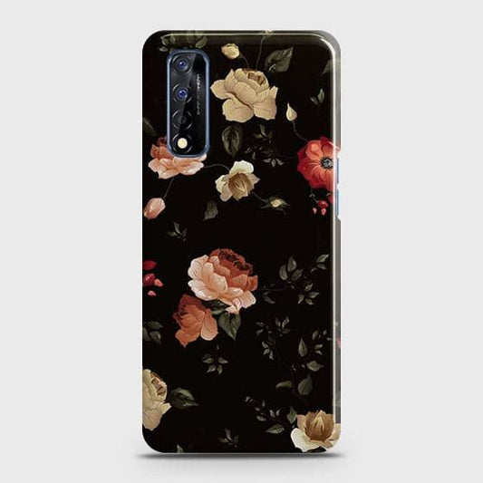Realme Narzo 30 Cover - Matte Finish - Dark Rose Vintage Flowers Printed Hard Case with Life Time Colors Guarantee