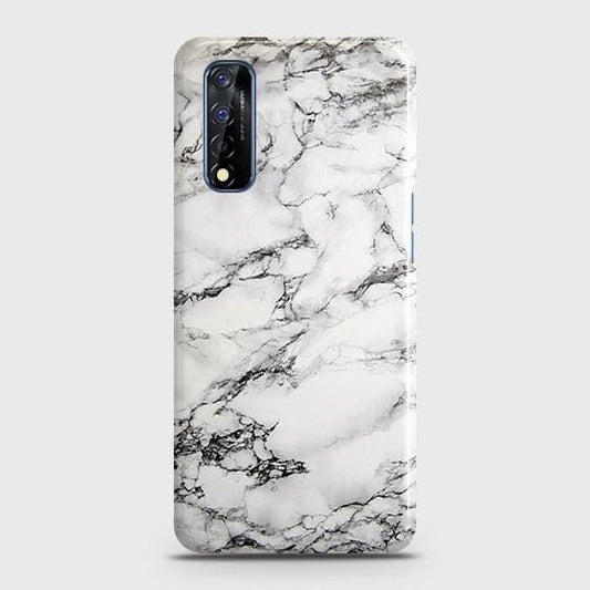 Realme Narzo 30 Cover - Matte Finish - Trendy Mysterious White Marble Printed Hard Case with Life Time Colors Guarantee