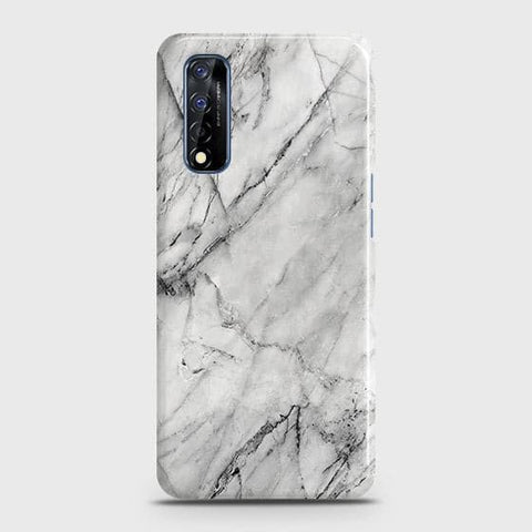 Realme Narzo 30 Cover - Matte Finish - Trendy White Marble Printed Hard Case with Life Time Colors Guarantee