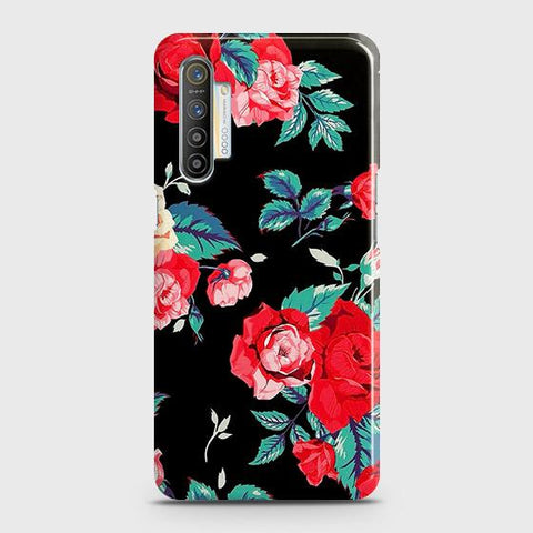 Realme XT Cover - Luxury Vintage Red Flowers Printed Hard Case with Life Time Colors Guarantee