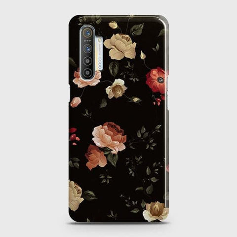 Realme XT Cover - Matte Finish - Dark Rose Vintage Flowers Printed Hard Case with Life Time Colors Guarantee