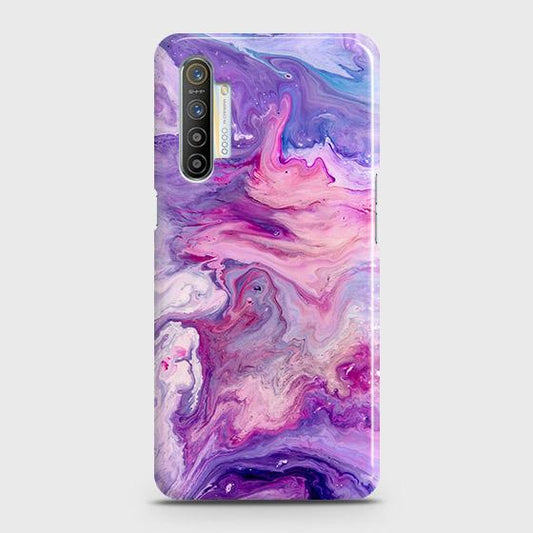 Realme XT Cover - Chic Blue Liquid Marble Printed Hard Case with Life Time Colors Guarantee