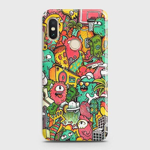 Xiaomi Mi A2 Lite / Redmi 6 Pro Cover - Matte Finish - Candy Colors Trendy Sticker Collage Printed Hard Case with Life Time Colors Guarantee