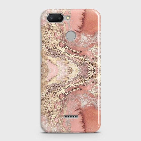 Xiaomi Redmi 6 Cover - Trendy Chic Rose Gold Marble Printed Hard Case with Life Time Colors Guarantee