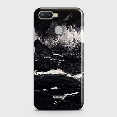 Xiaomi Redmi 6 Cover - Black Ocean Marble Trendy Printed Hard Case with Life Time Colors Guarantee