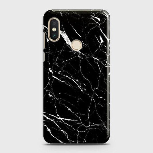 Xiaomi Redmi Note 6 Cover - Trendy Black Marble Printed Hard Case with Life Time Colors Guarantee ( Fast Delivery )