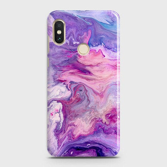 Xiaomi Redmi Note 6 Pro Cover - Chic Blue Liquid Marble Printed Hard Case with Life Time Colors Guarantee