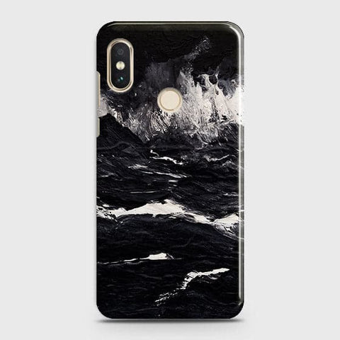 Xiaomi Redmi Note 6 Pro Cover - Black Ocean Marble Trendy Printed Hard Case with Life Time Colors Guarantee