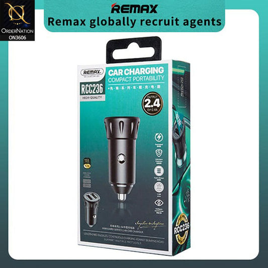 Black - REMAX RCC236 VANGUARD SERIES 2.4A DUAL USB PORTS FAST CHARGE CAR CHARGER