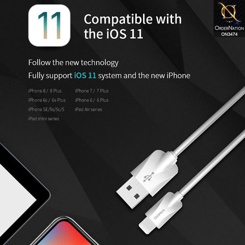White - ROMOSS iPhone 6 USB Cable CB12V 1M Lightning Cable
