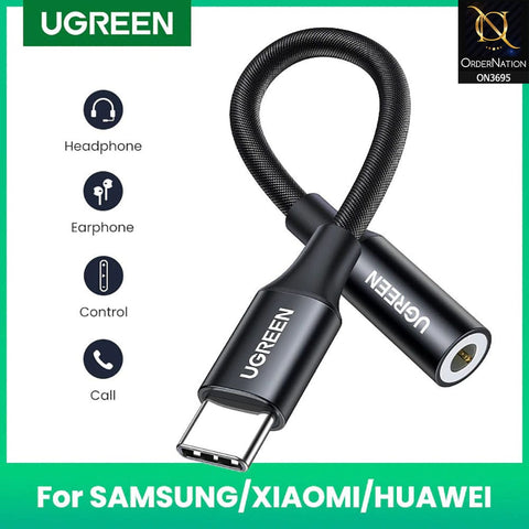 Black - Ugreen Type c to 3.5mm Headphone jack 3.5 AUX USB C Cable Audio USB C Adapter