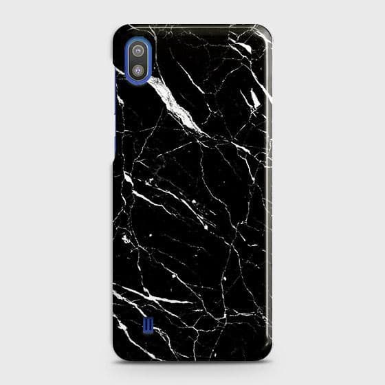 SAMSUNG GALAXY A10 Cover - Trendy Black Marble Printed Hard Case with Life Time Colors Guarantee