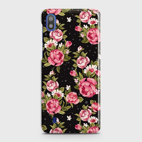 SAMSUNG GALAXY A10 Cover - Trendy Pink Rose Vintage Flowers Printed Hard Case with Life Time Colors Guarantee