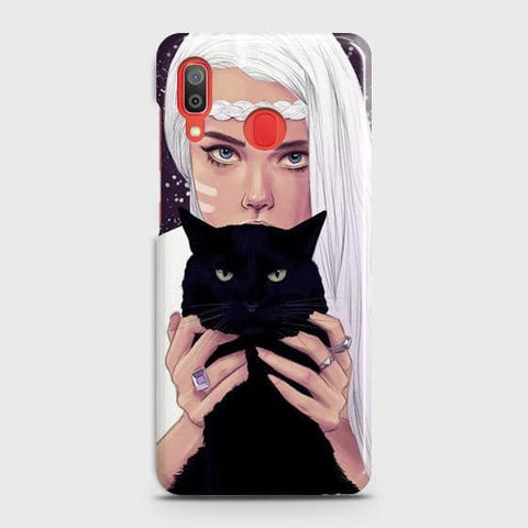 SAMSUNG GALAXY A20 Cover - Trendy Wild Black Cat Printed Hard Case with Life Time Colors Guarantee B75
