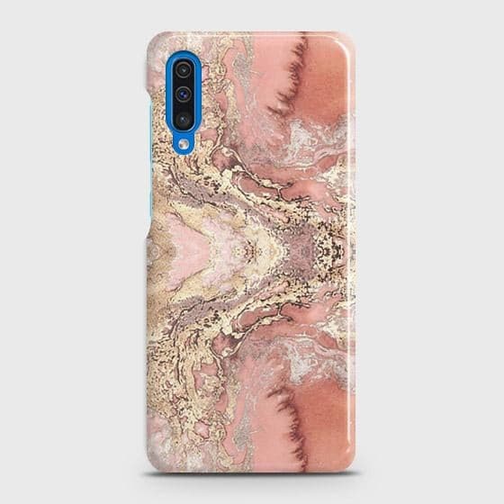 SAMSUNG GALAXY A50 Cover - Trendy Chic Rose Gold Marble Printed Hard Case with Life Time Colors Guarante