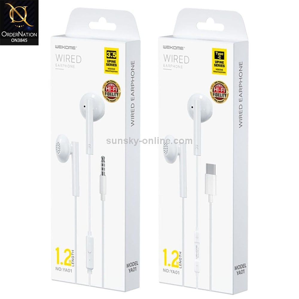 White - WK YA01 3.5mm In-Ear Wired Earphone, Length: 1.2m